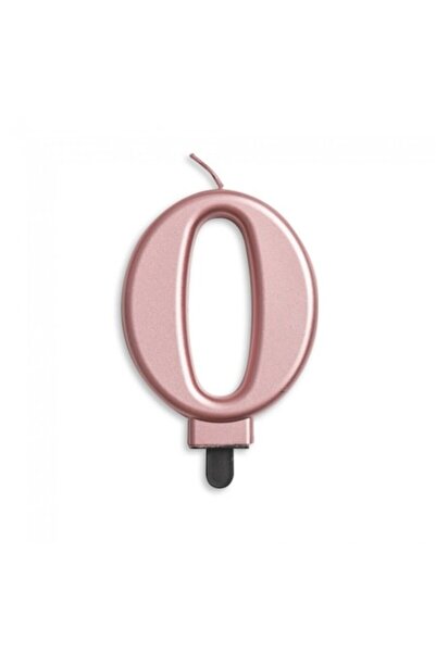 CAM TOYS Κερί γενεθλίων για τούρτα, αριθμός 0, ροζ χρυσό, 7 εκ.