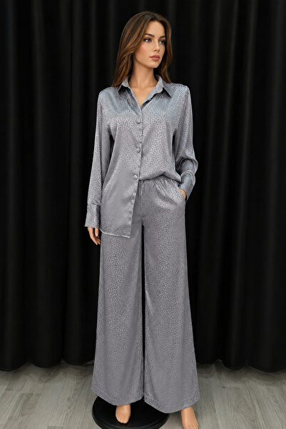 Avrissa Concept Modern Gri Nardo Renk Desenli Çizgili Pijama Takımı & Sabahlı...