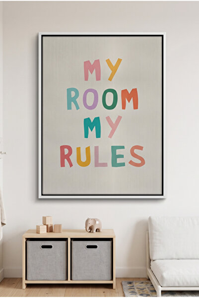 Jasmine Art My Room My Rules Kids Wall Art | Portrait Framed Canvas Print | L...