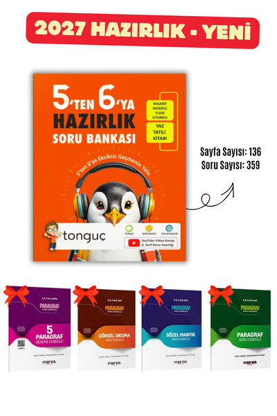 Tonguç Yayınları 6. SINIFA GEÇİŞ - 5'ten 6'ya Hazırlık Kitabı Tonguç ve 4 Par...