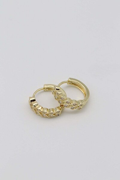 Giz Jewelry Vip 14 K Altın Kaplama İkili Taşlı Küpe (15mm)
