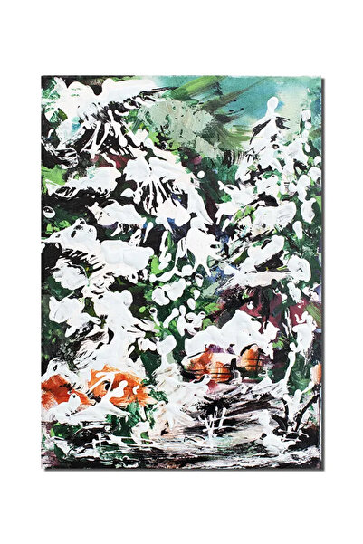 artnova Ръчно рисувана картина на зимен пейзаж, 35x25 см, акрил върху платно ...