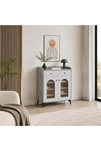 BAITY Modern Storage Buffet 80X95 cm with Glass Doors