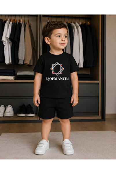 Eşofmancım Men's Summer Shorts T-Shirt Printed Set