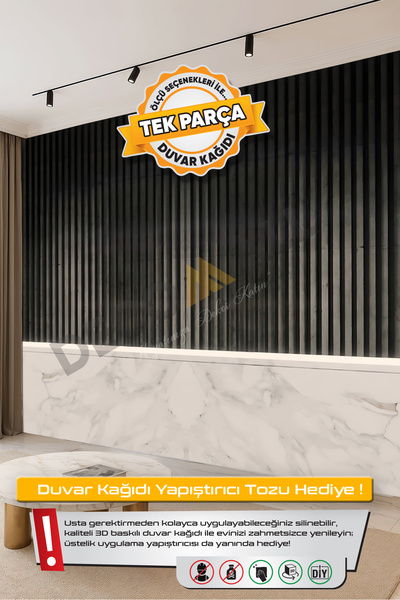 DECOMALL (TV-71) TV Arkası Duvar Kağıdı Tek Parça 3D Çita Mermer Görünümlü Sa...