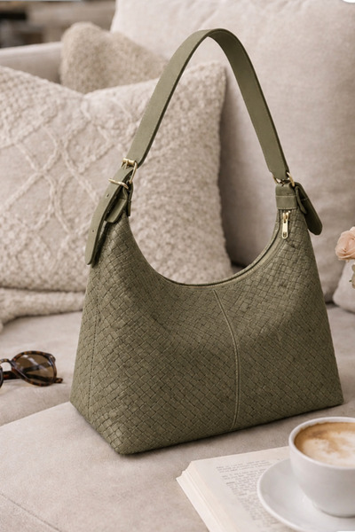 DENSİLA Women's Khaki Patterned Shoulder Bag