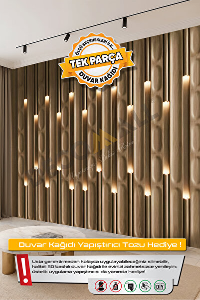 DECOMALL (TV-52) TV Arkası Duvar Kağıdı Tek Parça 3D Çita Mermer Görünümlü Sa...