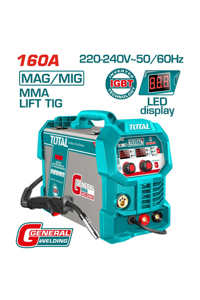 TOTAL ماكينة لحام انفرتر 160A MAG/MIG/MMA/TIG Lift TMGT16058 توتال
