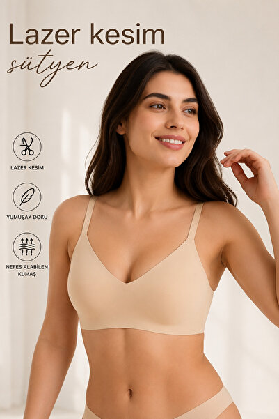 İNCEYAŞAM Non-Marking Laser Cut Bra with Removable Pads Comfortable Texture W...