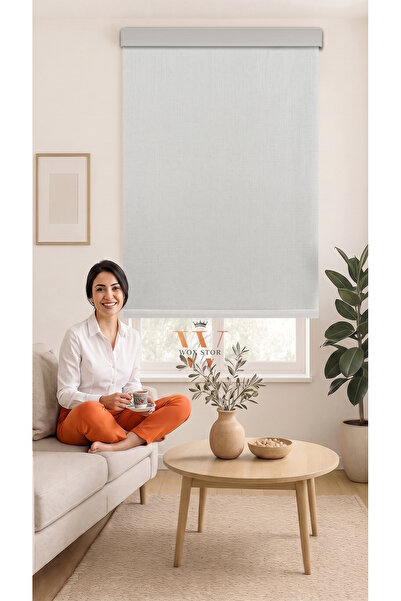 WOXSTOR Beyaz Stor Perde, Karartma Blackout, Güneşlik, Işık Geçirmez, Salon Y...