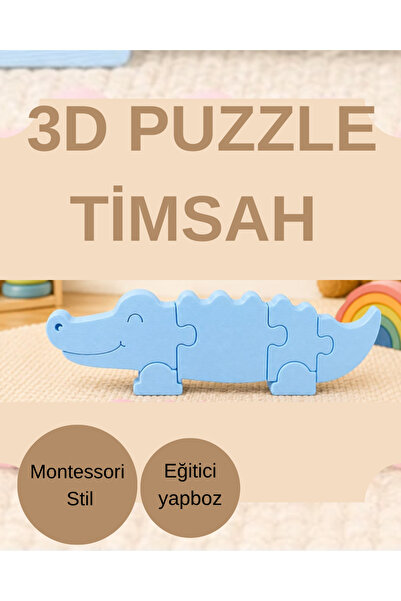 Hayvan figürlü 3D Puzzle (MAVİ TİMSAH)