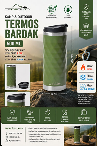 Rollino 500ml Tea and Coffee Thermos Bottle Keeps Hot for 8 Hours and Cold fo...