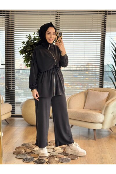 ALANURMODA 22839-5 roba parted zippered suit black