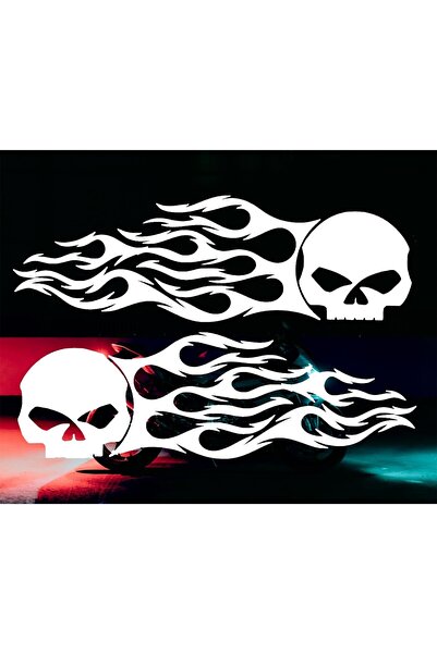 Berrybu 2li Kuru Kafa Alev Tasarım Vinil Sticker - Motosiklet Depo ve Araç Çı...