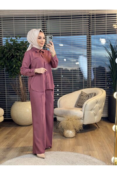 ALANURMODA 32174 Klasik Cepli Gömlek Gül