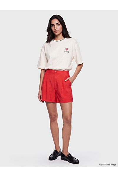 LC Waikiki Red Modal Blend Pleated Women's Shorts