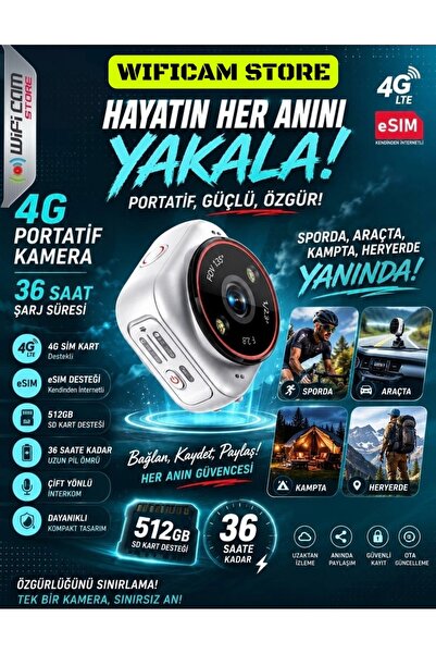 WİFİCAM 4G Akıllı Taşınabilir Portatif Mini Güvenlik Kamerası Dahili E-Sim Te...