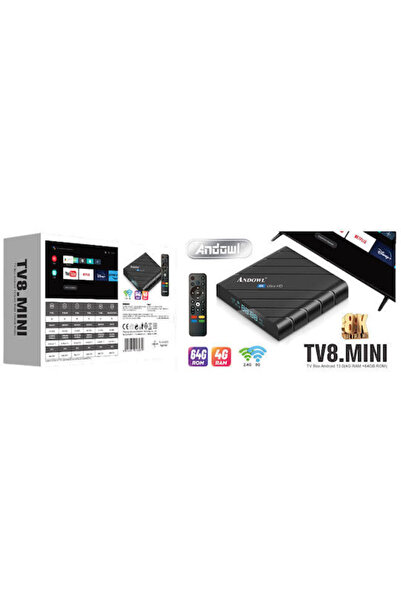 Andowl TV Box TV8.Mini 8K UHD με WiFi, USB 2.0, 4GB RAM και 64GB χώρο αποθήκε...