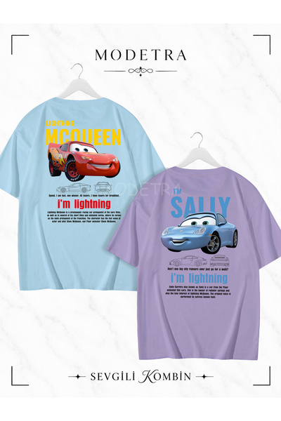 Modetra Women Men Unisex Sally & Mcqueen Cars Back Printed Lover Couple Combi...