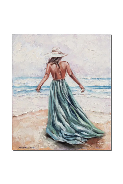 artnova Ръчно рисувана картина, Разходка в бриза, 60x50см маслена на платно, ...