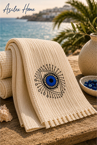 Asilex Home Collection 100% βαμβακερή μουσελίνα Peshtemal με σχέδιο με χάντρε...