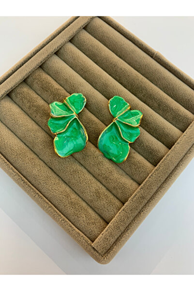 Alışveriş Kasabası Leaf Figured Set Earrings Green
