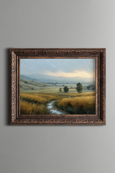 epiqart مناظر الحقول والجداول - لوحة فنية بنمط عتيق - نموذج سميك