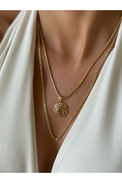Generic Brand Xuping Gold Color Allah Written Medallion Necklace