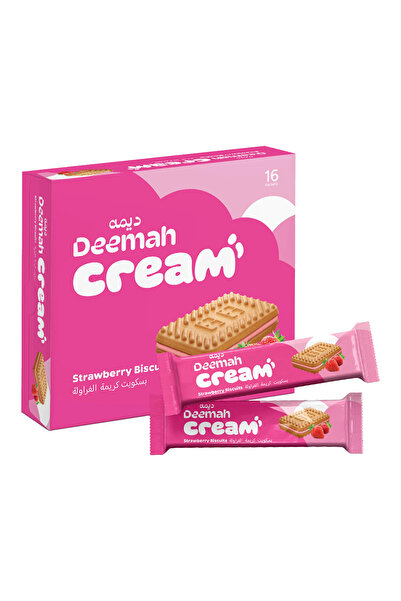 Deemah بسكويت ديما بالفروله Dima Strawberry Cream Biscuits – 16 x 27g