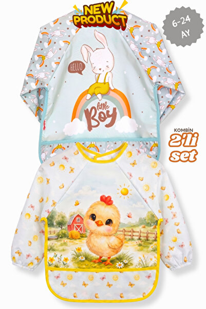 Bebechi 2 Pieces of Liquid-Proof Baby Bibs with Rabbit and Duck Patterns