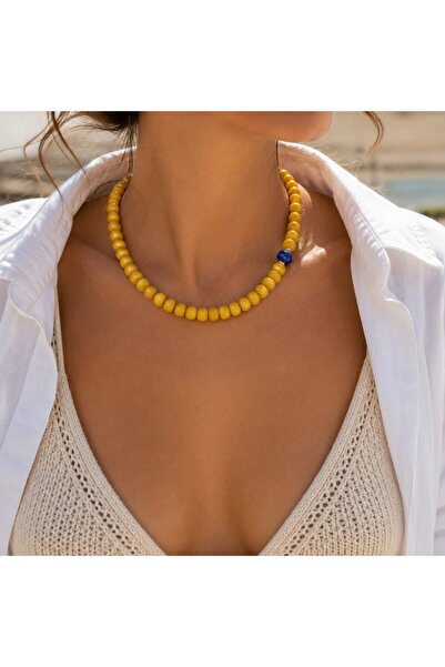 Sinem Şanlı Atelier Mimoza 1 cm Yellow Handmade Bodrum Glass Bead Hematite De...