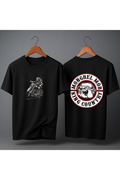 MAGORS تي شيرت كبير الحجم مطبوع عليه MONGOL AND MONGREL MOB Biker Club للجنسين