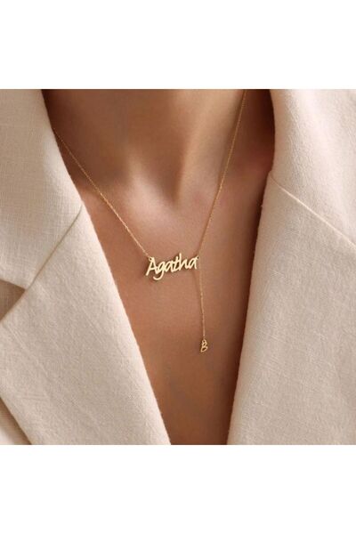 N!da Jewelry 925 Ayar Gümüş Zarif İsim Sallantılı Harf Kolye