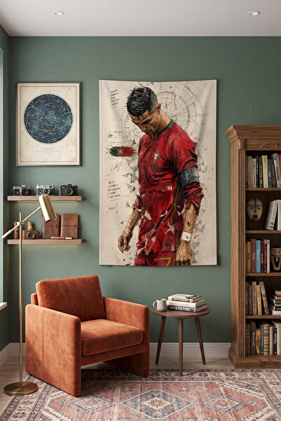 Milura Cristiano Ronaldo Duvar Örtüsü – Modern Dekoratif Kaliteli Kumaş Tapes...