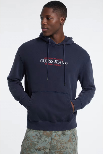 Guess Jeans American Tradition Men's Blue Regular Fit Hooded Sweatshirt