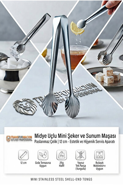 Transformacion Mini Şeker ve Sunum Maşası 12 cm - Paslanmaz Çelik Midye Uçlu ...