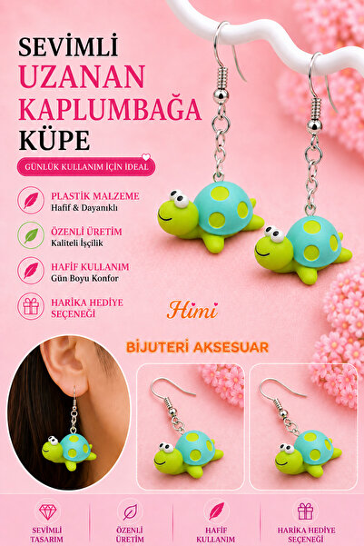 himi bijuteri aksesuar Stretching Turtle Cheerful Cute Animal Figured Dangle ...