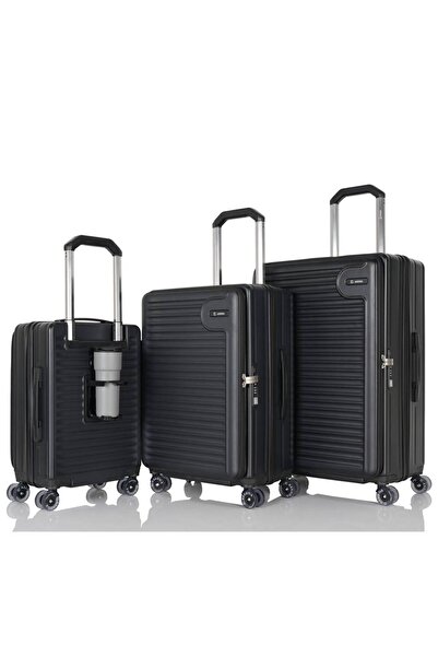 Assoda Polycarbonate 3-Piece Luggage Set – Front Opening with Cup Holder and ...