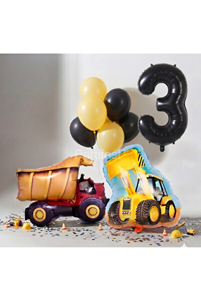 Partifest Construction Themed Birthday Balloon Set - Construction Vehicle and...