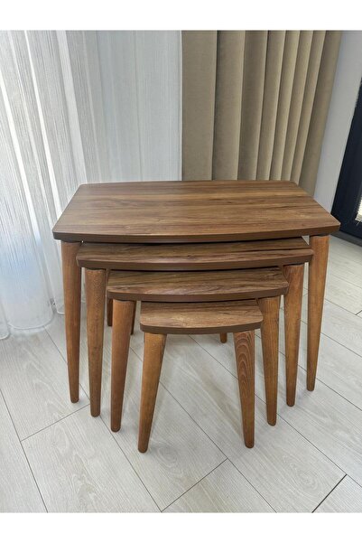 deniss home Dörtlü Mdf Ahşap Zigon Sehpa