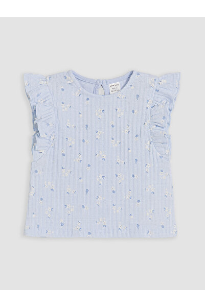 LC Waikiki Nevavm Faux Two-Tone Ruffled Baby Girl Blouse with Oval Collar Pat...