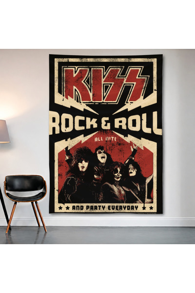 Geek Cultcha Kiss Rock & Roll Wall Covering Wall Tapestry First Quality Satin...