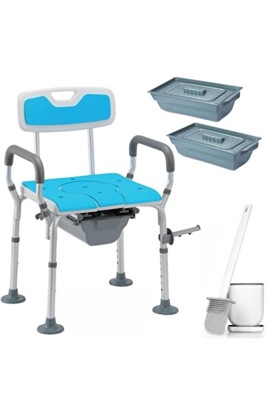 GABOS ®   Scaun WC 4-în-1, cu cotiere detașabile, picioare antiderapante, 2 r...