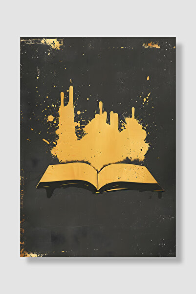 Luna Marissa Poster pentru carte, galben auriu, Open Book Bounce, decor artis...