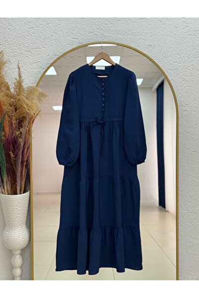MİHRA STORE Akşin Lion Modal Britli Tunnel 4 Layer Dress-Na2406 Dark Navy Blue