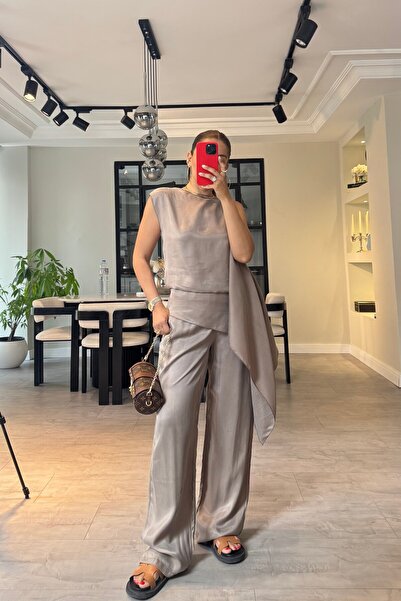 ELMASSTİL TEK OMUZ PELERİNLİ TENSEL TAKIM/51395