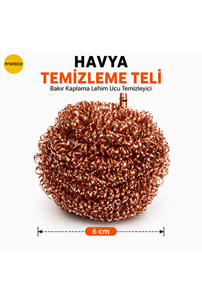 PİYATECH Havya Temizleme Teli Bakır Kaplama Lehim Ucu Temizleyici Sünger 6 cm