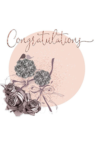Clear Creations Felicitare/karnet de nunta patrata 157x157 mm, cu plic, desig...
