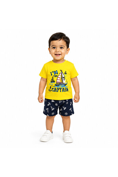 Generic 2-Piece Boy's Clothing Set, Yellow T-Shirt and Navy Shorts, |   Marin...