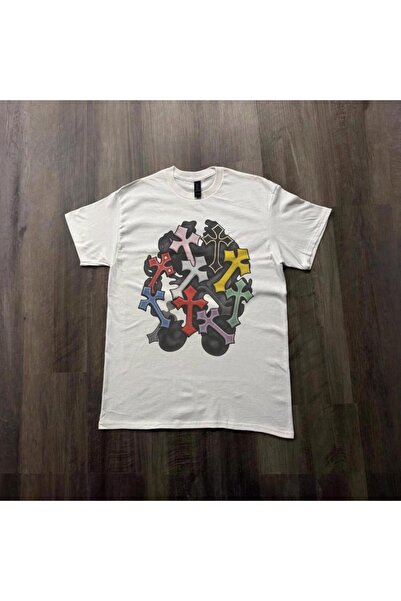 Grafftee Clothing Šarena unisex majica sa krstom, prevelika veličina